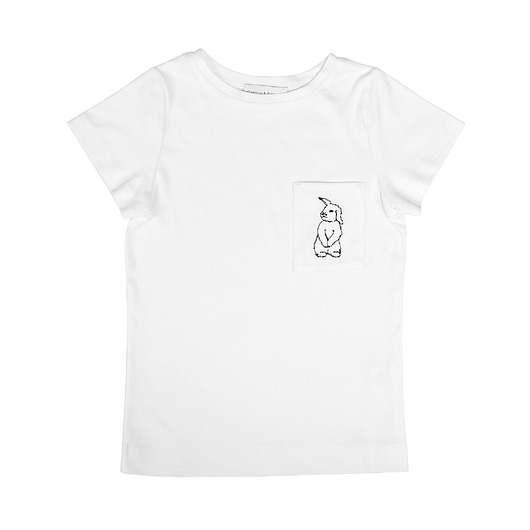 t-shirty dla dziewczynki Biały T-shirt dziecięcy Premium z haftem Króliczek