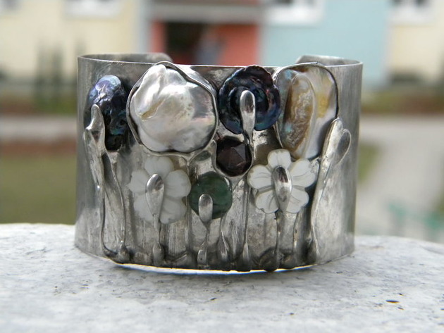 bransoletki wire wrapping Kwiatuszki   - BRANSOLETA MANKIET  CUFF