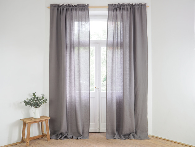 Zasłona z GRZYWKĄ  TRUE GREY so linen!