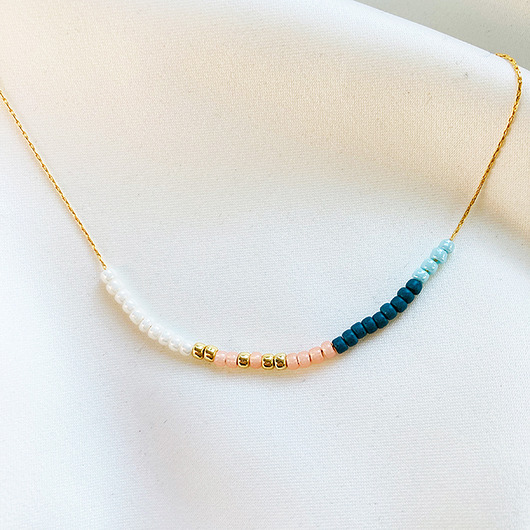 złote naszyjniki Delikatny pink turquoise naszyjnik boho styl