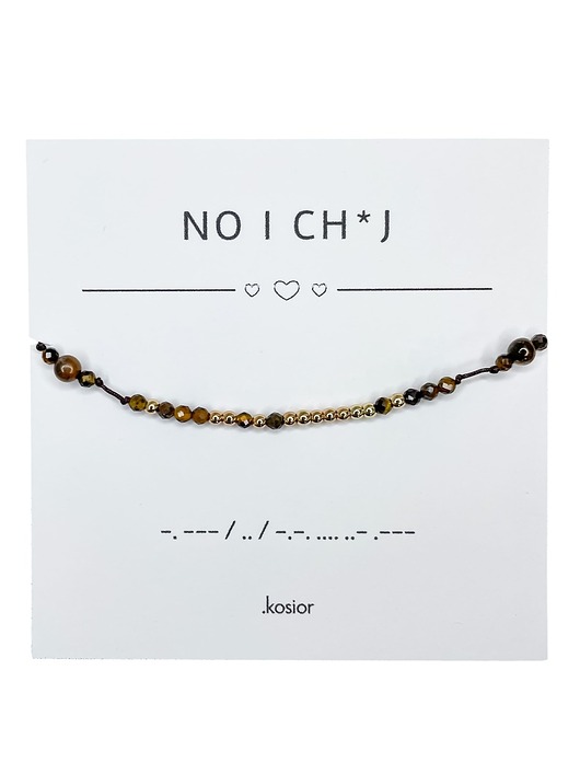 bransoletki na sznurku Bransoletka z alfabetem Morse Hematyt, Tygrysie oko