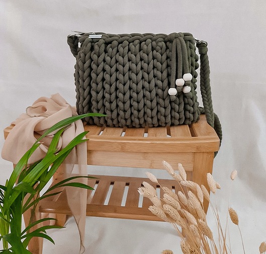 torby na ramię Torebka z grubego sznurka Pillow Bag - avocado