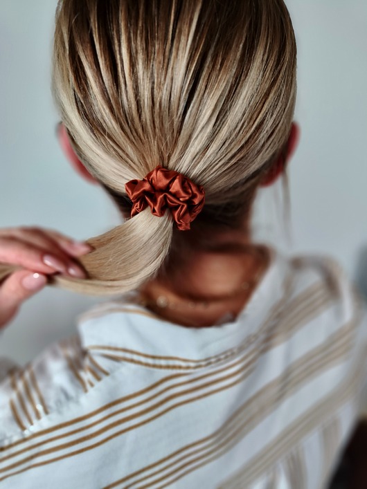gumki do włosów Gumka jedwabna, scrunchie, frotka copper sunset MINI