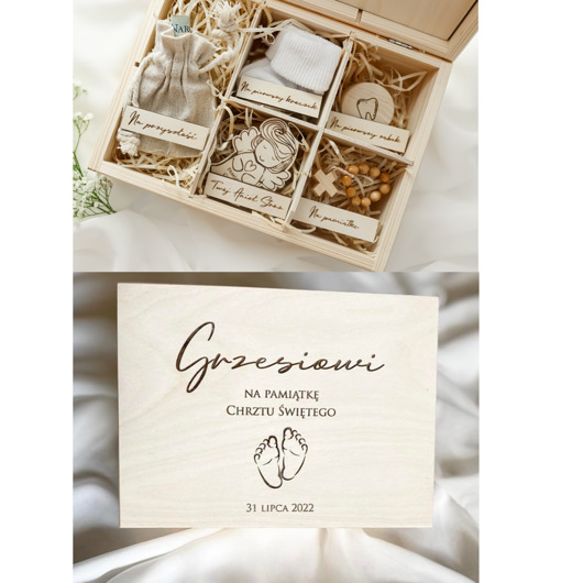 akcesoria na chrzest BOX Pamiątka Chrztu Świętego ZESTAW NA CHRZEST