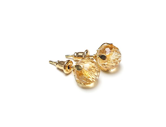 kolczyki z kamieniami Dots - Cytryn vol. 2 - sztyfty