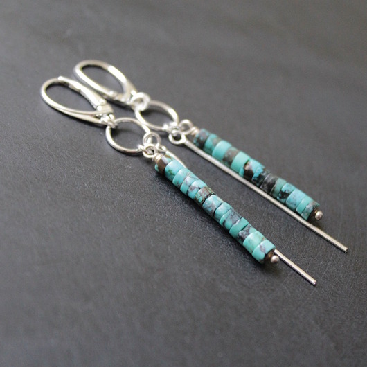kolczyki z kamieniami Kolczyki turkusowe wieże