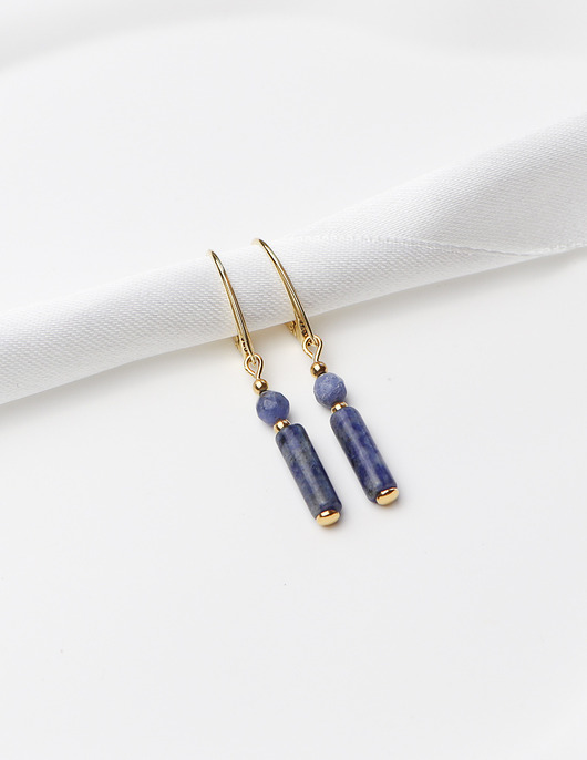 kolczyki z kamieniami Kolczyki pozłacane - Sodalit