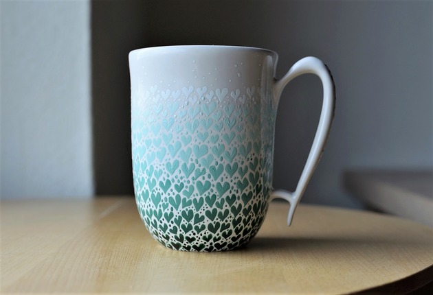 Kubek ceramiczny ręcznie malowany Zielony 300ml Ceramika Ciepliki
