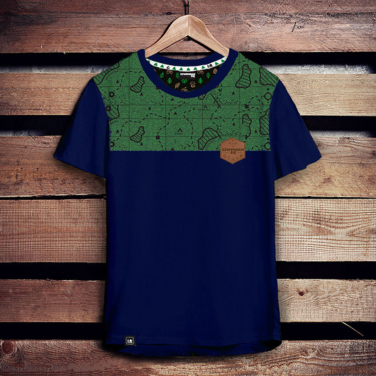 t-shirty męskie Koszulka męska panelowa MAPA granatowa
