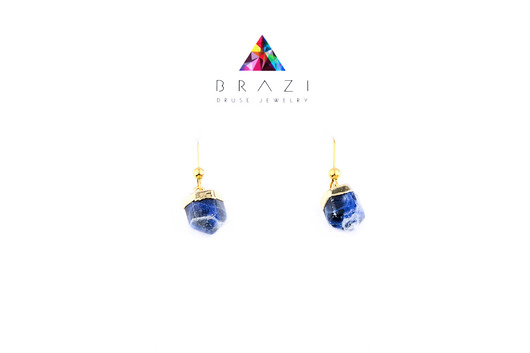 Earrings Sodalit złoto Brazi Druse Jewelry