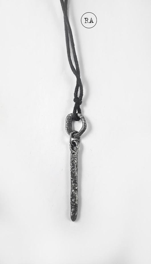 biżuteria męska SREBRO wisior IGNIS-1 oksydowany surowy