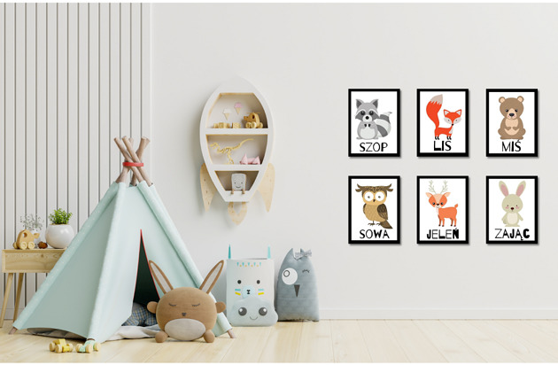 obrazy i plakaty do pokoju dziecięcego PLAKATY DO POKOJU DZIECKA zwierzątka leśne