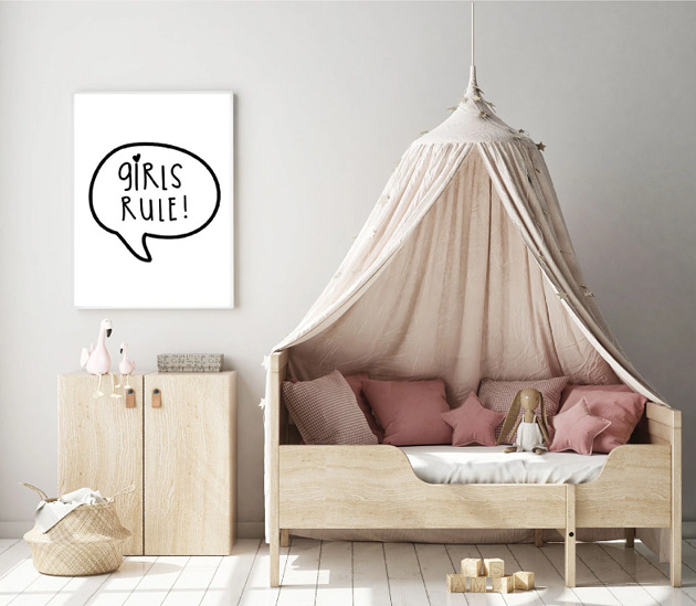 PLAKAT DO POKOJU DZIEWCZYNKI girls rule black dot studio