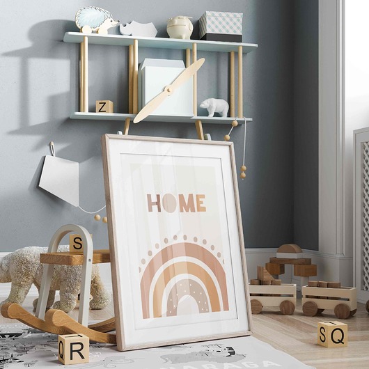 obrazy i plakaty do pokoju dziecięcego Plakat Tęcza z napisem HOME P6