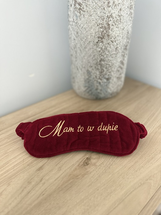 opaski na oczy Opaska na oczy do spania z haftem "Mam wszystko w dupie"