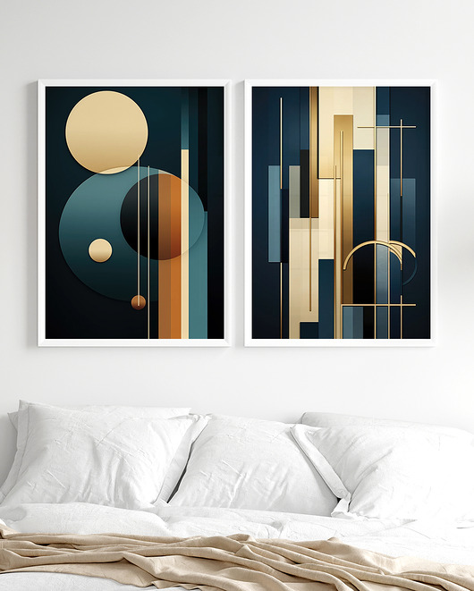 plakaty Zestaw plakatów Granat art deco I