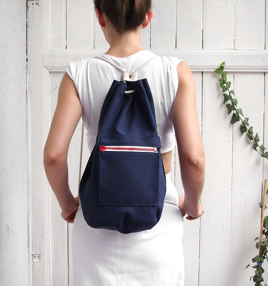  worek plecak - navy blue marine&red&stripes - elfagado