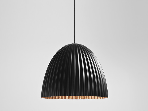 lampy wiszące Lampa wisząca PLISSART M - czarna, miedziana