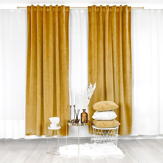 zasłony Musztardowa zasłona welurowa Velvet 140x250 cm