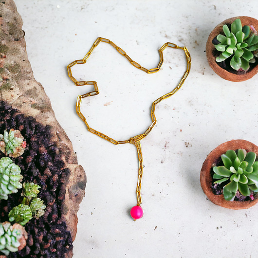 złote naszyjniki Swarovski neon pearls : ONE : neon pink