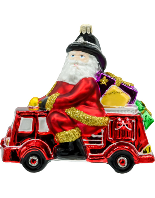 ozdoby choinkowe Bombka choinkowa: Mikołaj w wozie strażackim