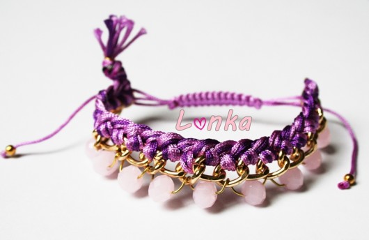 Bransoletka łańcuszek + sznurek + kryształki Lonka Jewelry