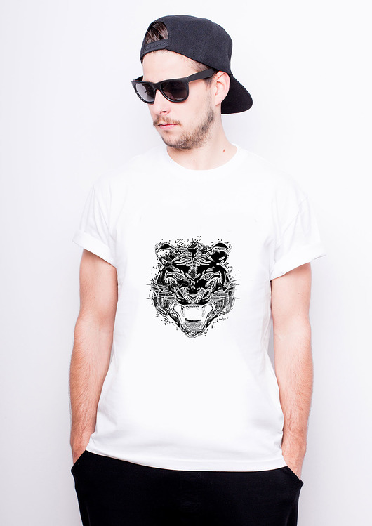T-shirt męski biały - tygrys 2 AllbagAllprints