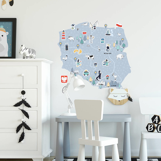 MAPA POLSKI niebieska - naklejka na ścianę Pastelowelove