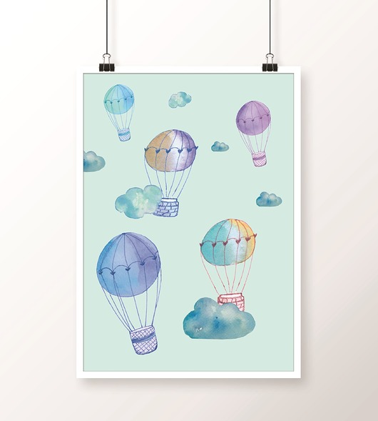 Plakat / BALLOONS blue Well Wall
