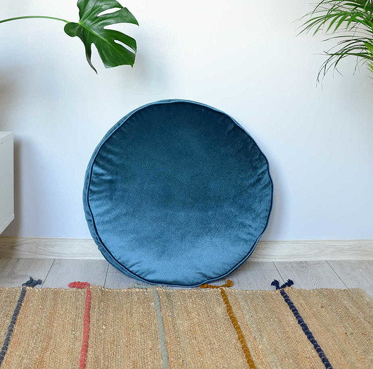 Poduszka pufa okrągła velvet turkusowa 50 cm Bloomoon