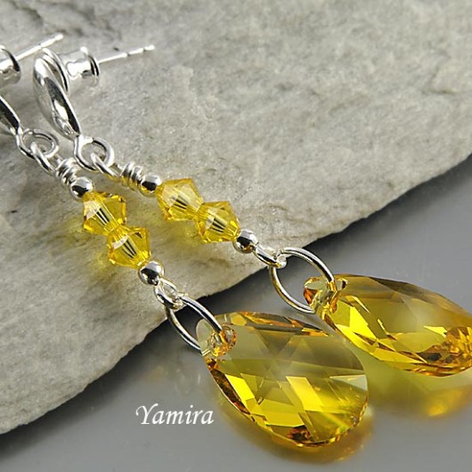 kryształ Swarovski long Light Topaz - kolczyki yamira