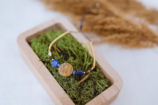 bransoletki z kamieni naturalnych Bransoletka Amulet - Ochrona - Jaspis Lapis Lazuli Mokait