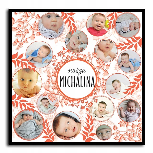 plakaty Plakat różowy kolaż ze zdjęciami, personalizowany