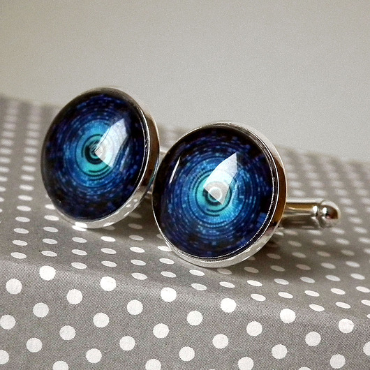 spinki do mankietów COSMIC IN BLUE gustowny prezent spinki do koszuli dla faceta