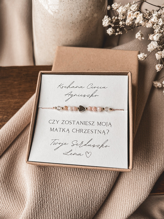 bransoletki z kamieni naturalnych Bransoletka Sweetheart prezent na dla Matki Chrzestnej