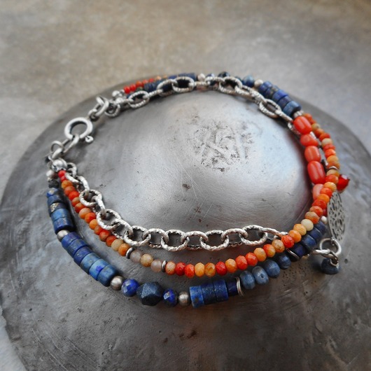 bransoletki z kamieni naturalnych Woda i ogień srebro 925