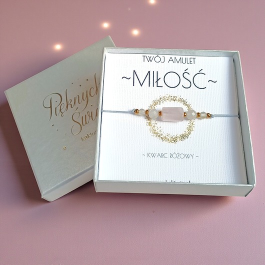 bransoletki z kamieni naturalnych WYSYŁKA 24h - MIŁOŚĆ - świąteczne pudełko - kwarc różowy