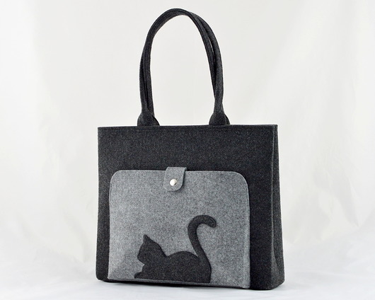 Torba na ramię Grafit z Kieszenią z Kotem Green Sheep