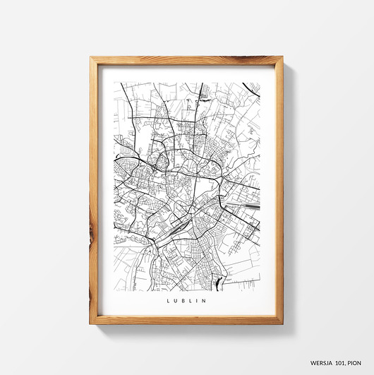 grafiki i ilustracje Lublin - mapa miasta na prezent