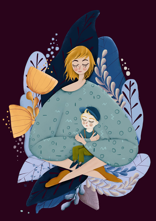 grafiki i ilustracje Mom and son