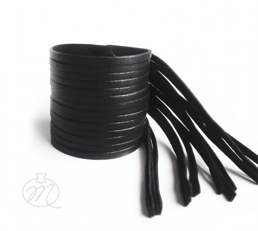 Bransoleta skórzana czarna FRINGE Mikashka