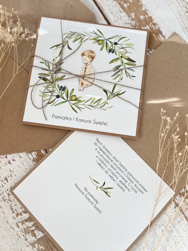 kartki na komunię Kartka na komunię - pamiątka komunii ręcznie robiona Prezent