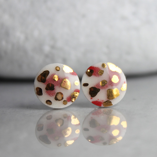 kolczyki ceramiczne CRUMBS Gold 11mm /stal chirurgiczna/