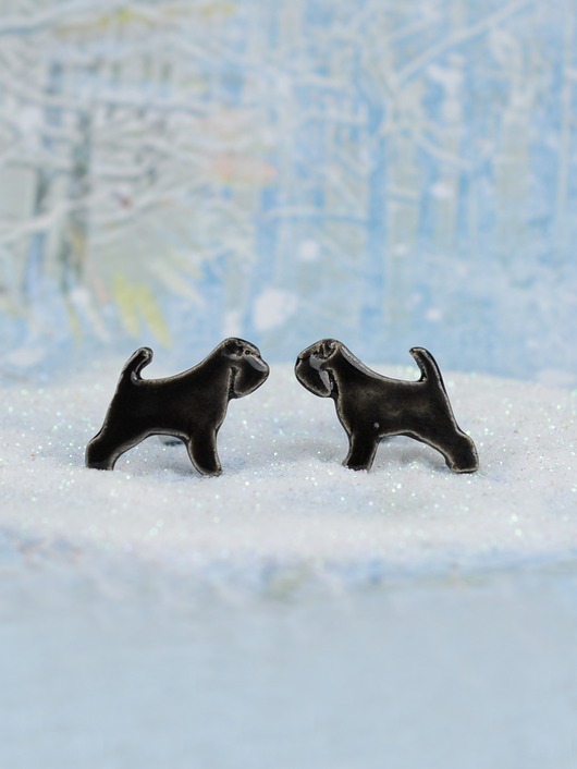 kolczyki ceramiczne Sznaucer miniaturka- ceramiczne sztyfty