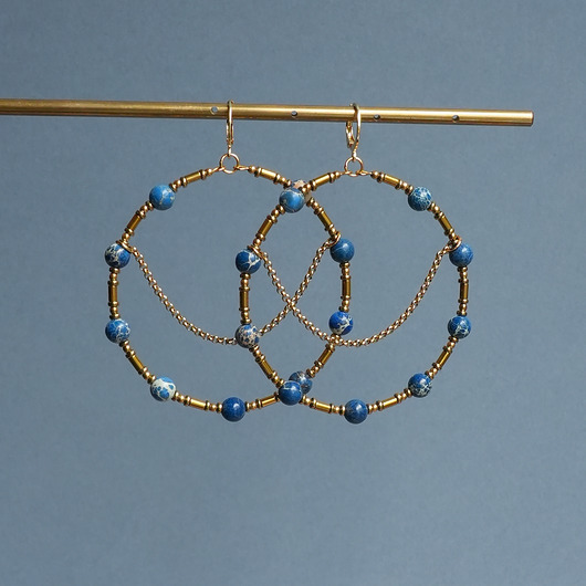 kolczyki z kamieniami Duże kolczyki koła z jaspisem cesarskim