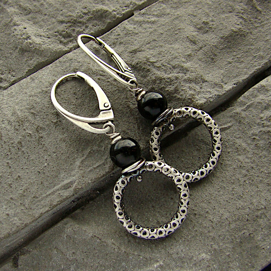 kolczyki z kamieniami Kolczyki Czarny turmalin