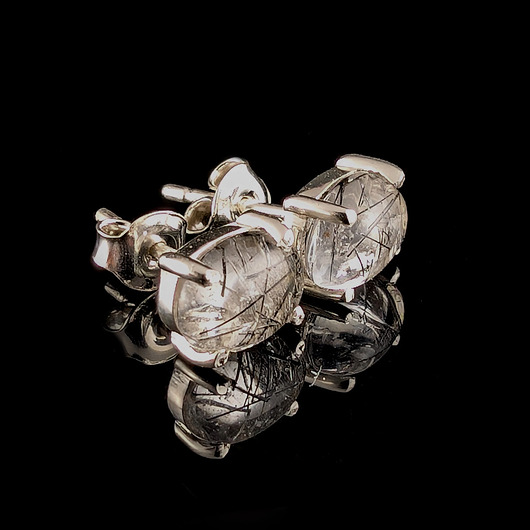 kolczyki srebrne Kolczyki srebrne Kwarce z turmalinem