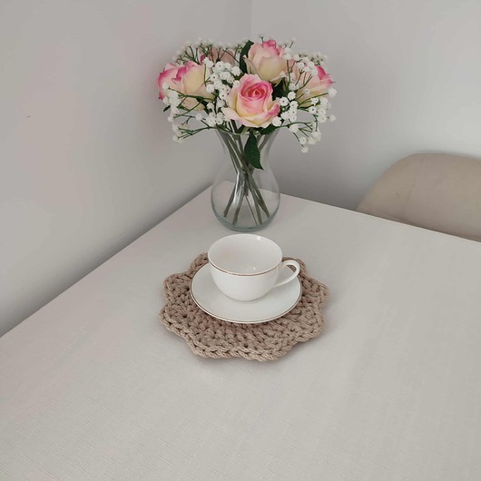 podkładki do kuchni Podkładka szydełkowa ze sznurka pod kubki 24cm