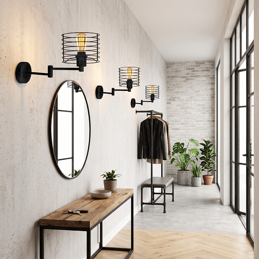 kinkiety Regulowany kinkiet ścienny na wysięgniku czarny loft ALICANTE LOFT