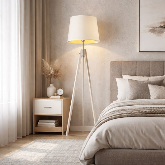 lampy podłogowe Drewniana lampa stojąca na 3 nogach ARUBA GOLD